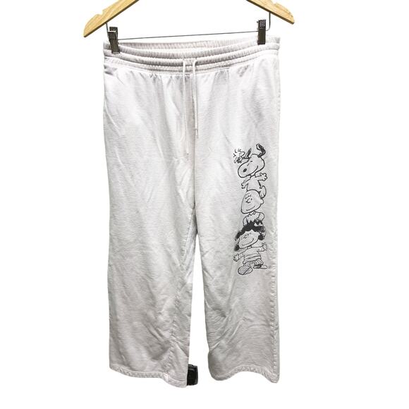Womens Peanuts Beige Charlie Brown Lucy Snoopy Sweatpants Stretchable Size XL - Picture 1 of 6